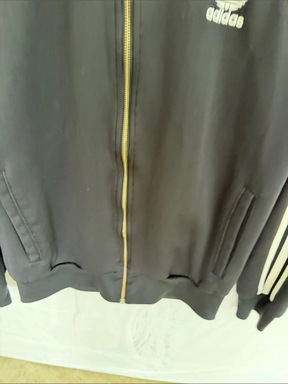 adidas Black Track Jacket with White Three Stripes Vintage